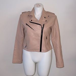 Faux Pink Leather Cropped Jacket | XL